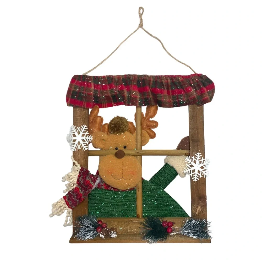 🆕 *RARE* Christmas Holiday Reindeer Window Wall Hanging Home Winter Decor Sign